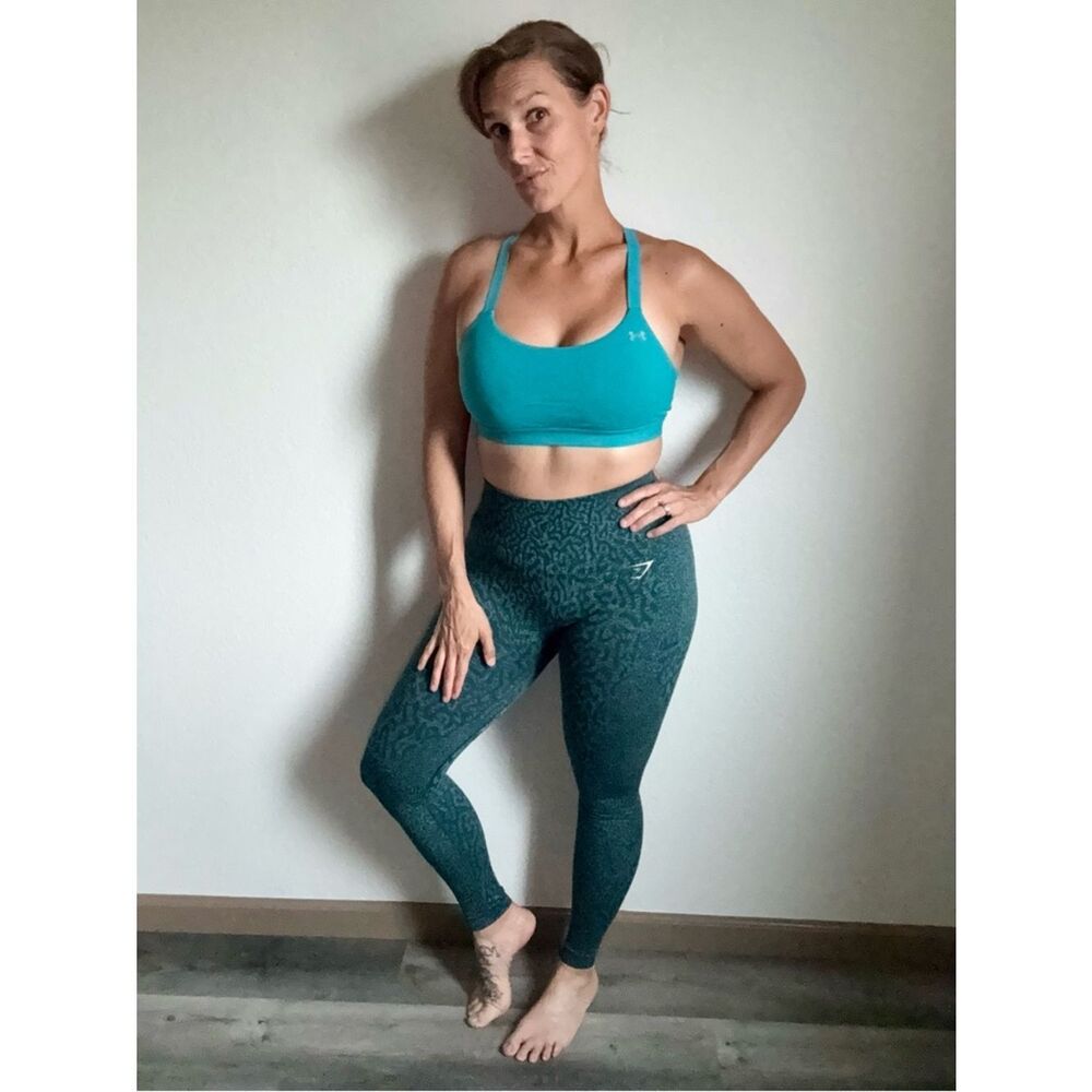DAMAGED GymShark Leggings Worn Teal Green High Rise Adapt Small Used